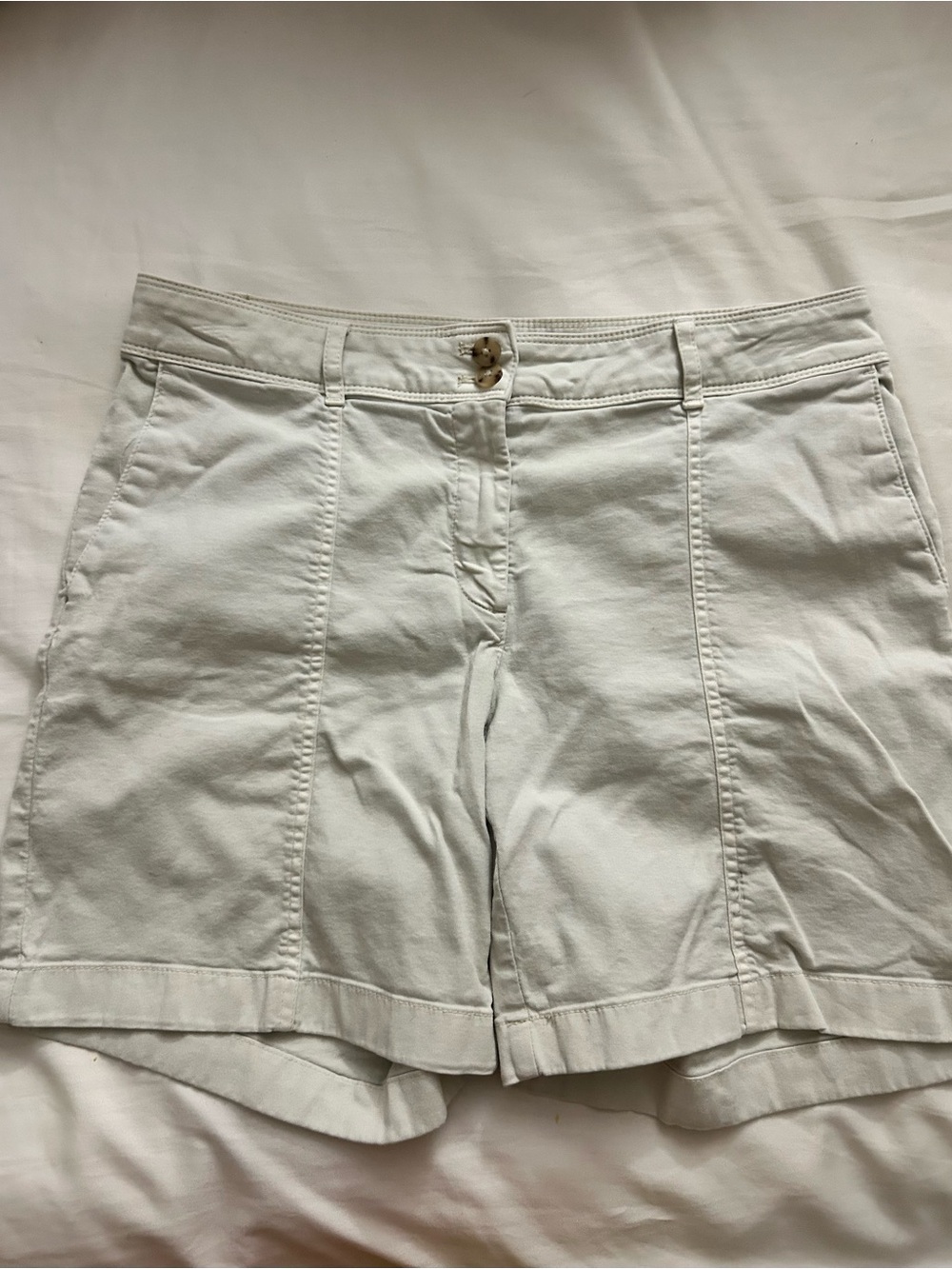 J. Jill Cream Khaki Front-Seam High-Rise Shorts